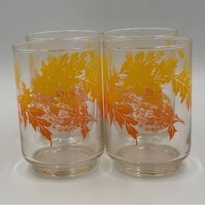 Libbey “Dandelions” Double Old Fashion Glasses Set of 4